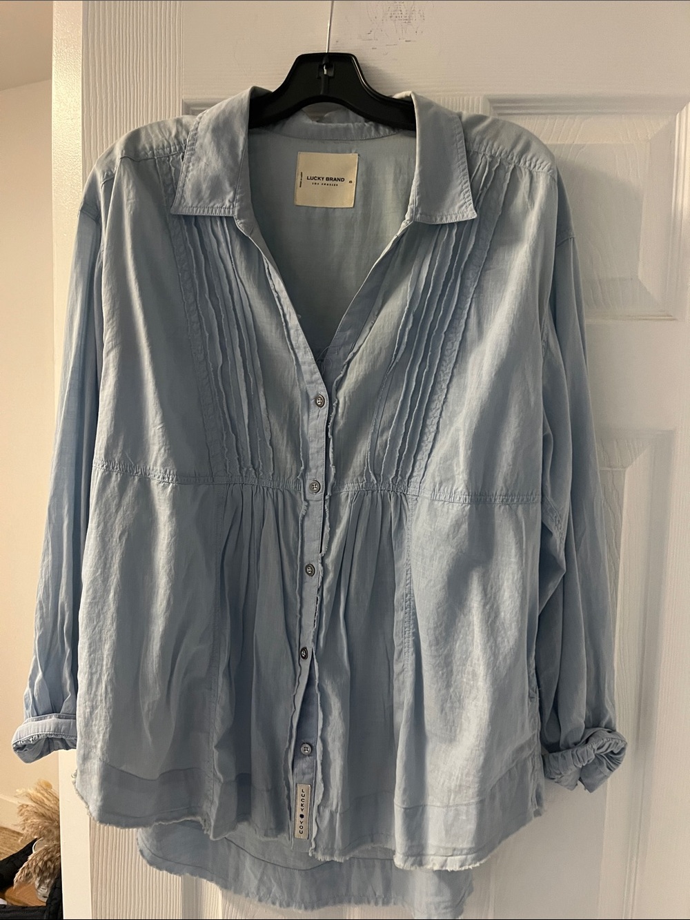 Lucky Brand Pale Blue Pintuck Button-Down Shirt